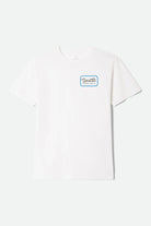 Men's Grade Short Sleeve Standard T-Shirt in the color White/Washed Black/Medium Blue - Front Product Laydown Image