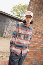 Unisex Hubal Trucker Hat in the color Oatmeal/Dark Brick Corduroy - Men's Lifestyle 2.0