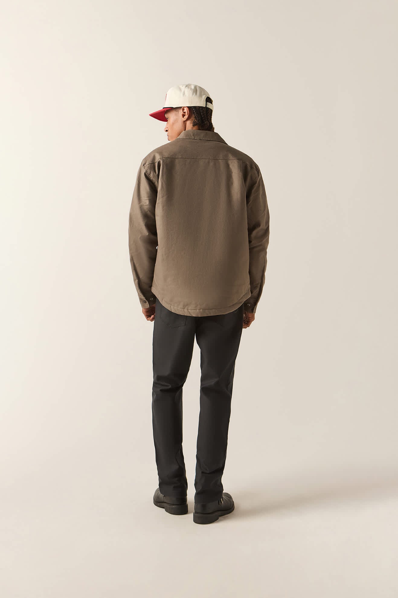 Men's Builders Stretch Lined Jacket in the color Earth - Men's Back View