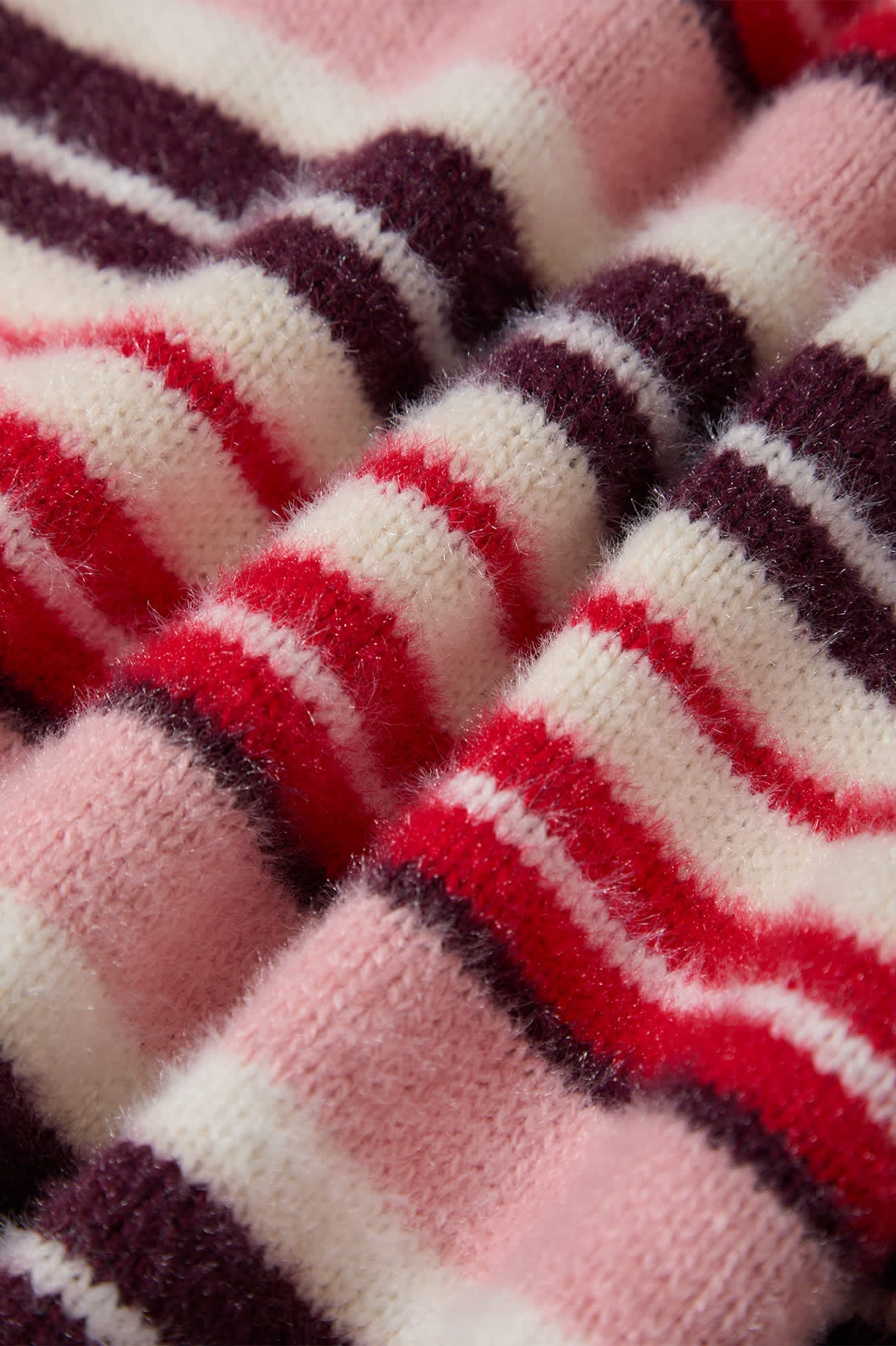 Women's Cozy Crew Sweater in the color Mellow Rose Multi Stripe - Additional Laydown image