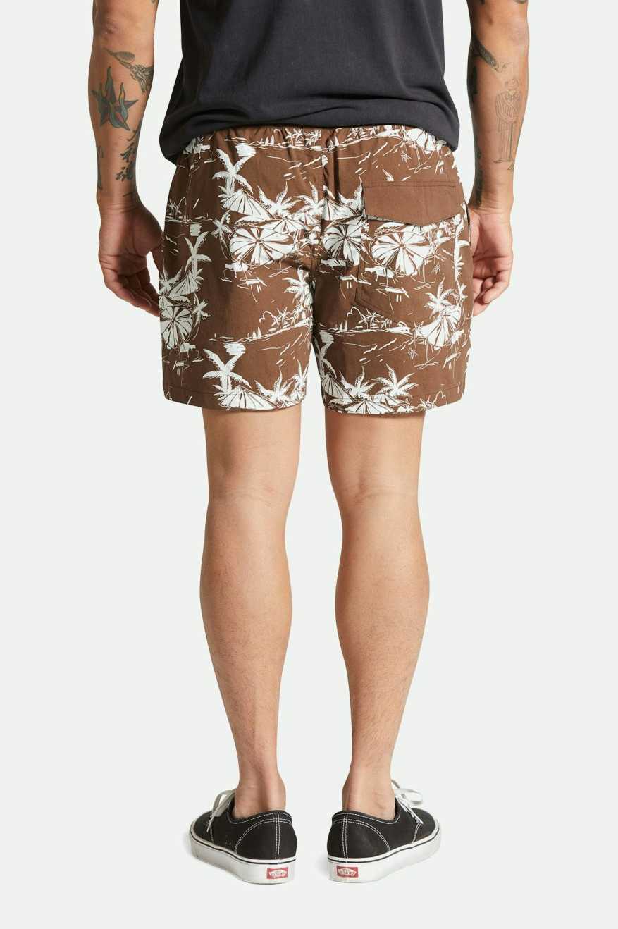 Men's Back Fit Image | Voyage Hybrid Short 5.5" - Sepia Umbrella Scene