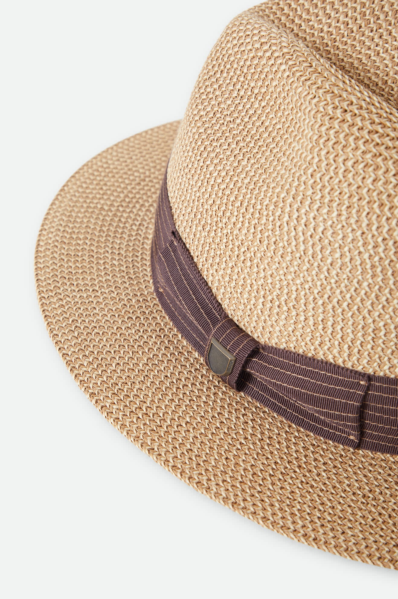 Unisex Roma Straw Packable Fedora in the color Multi Brown/Chocolate - Additional Laydown image