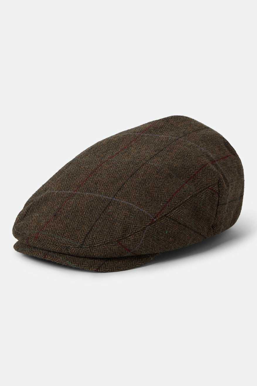 Brixton Unisex Hooligan Flat Cap - Brown/Black | Profile