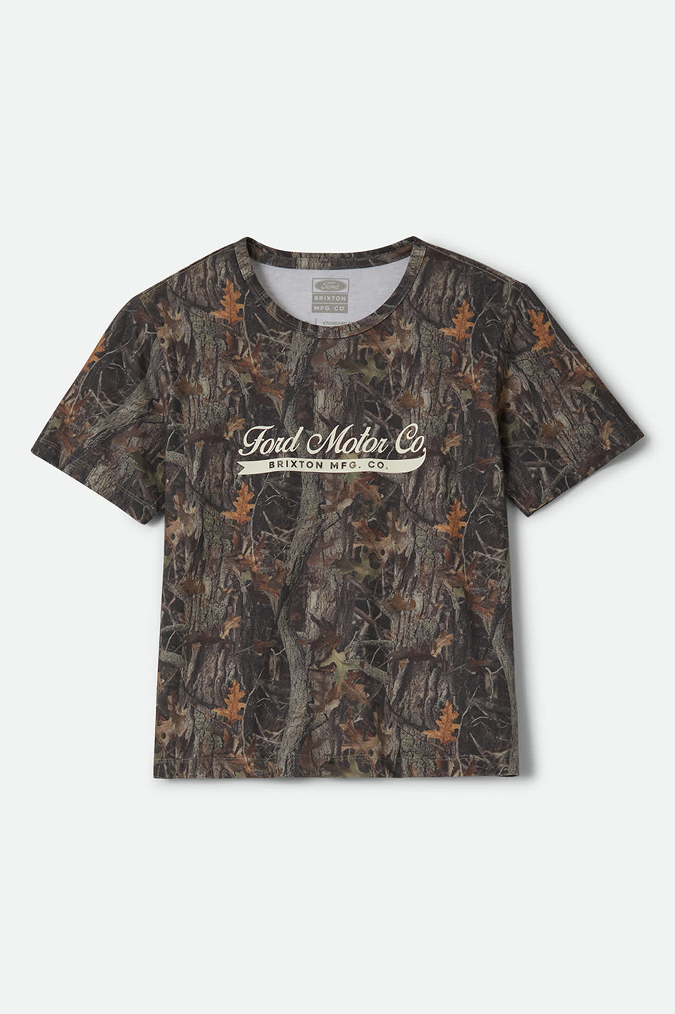 Women's Ford x Brixton T-Shirt in the color Boxwood Green - Front Product Laydown Image