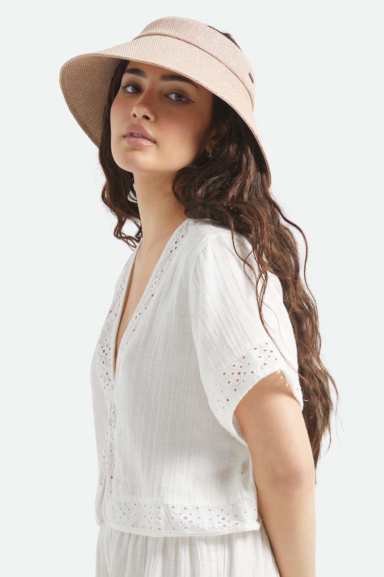 Women's Jasmine Packable Visor in the color Italian Clay/Natural - Additional Fit image