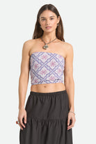 Women's Hot To Go Tube Top in the color Off White/Blue Tile - Women's Front Fit Image
