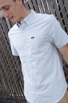 Men's Sanford Oxford Woven in the color Dusty Blue - Men's Lifestyle 4.0