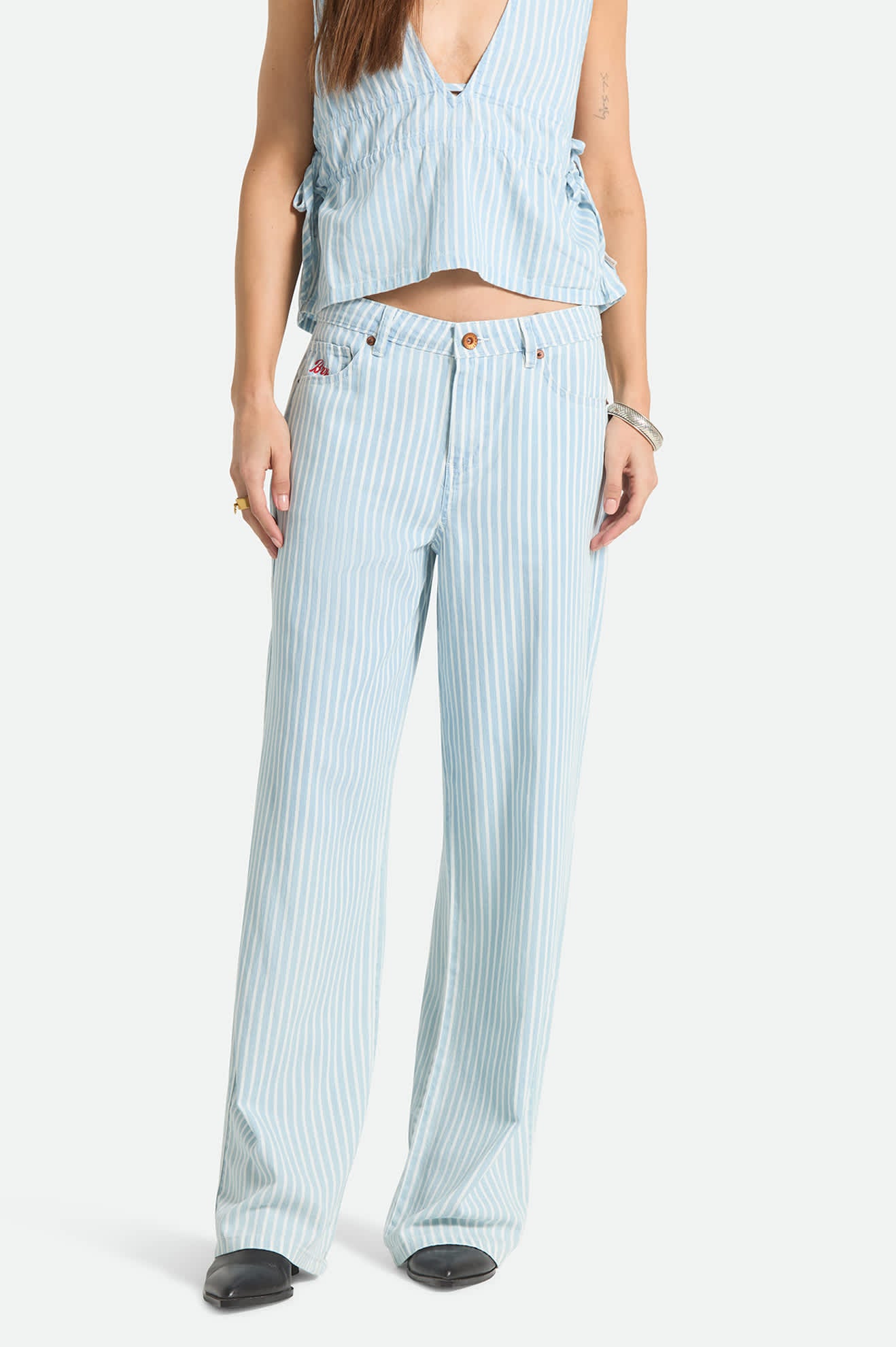 Women's The Chloe 5-Pocket Pant in the color Two Boot Stripe - Women's Front Fit Image