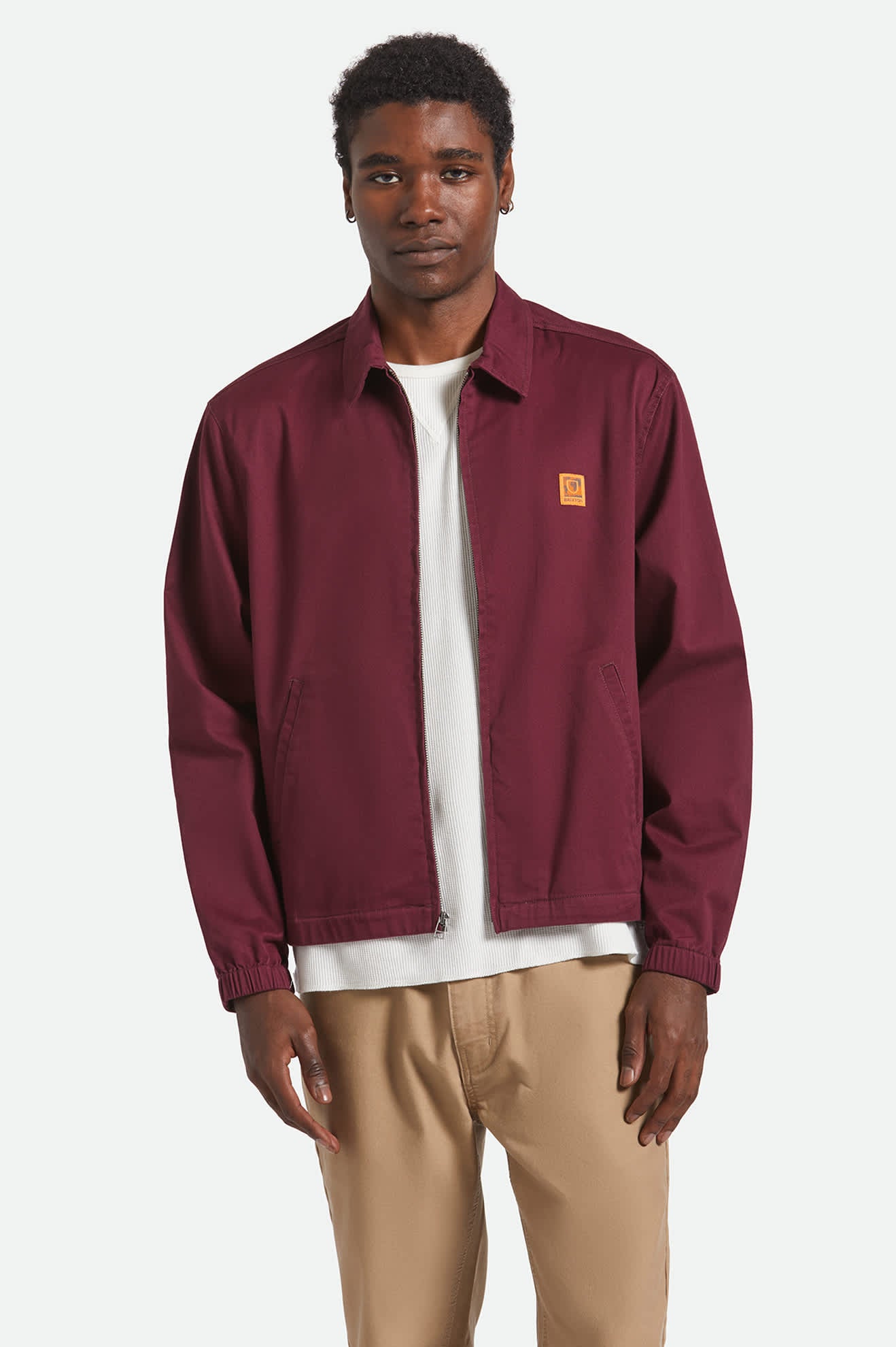 Men's Union Relaxed Harrington Jacket in the color Port - Men's Front View