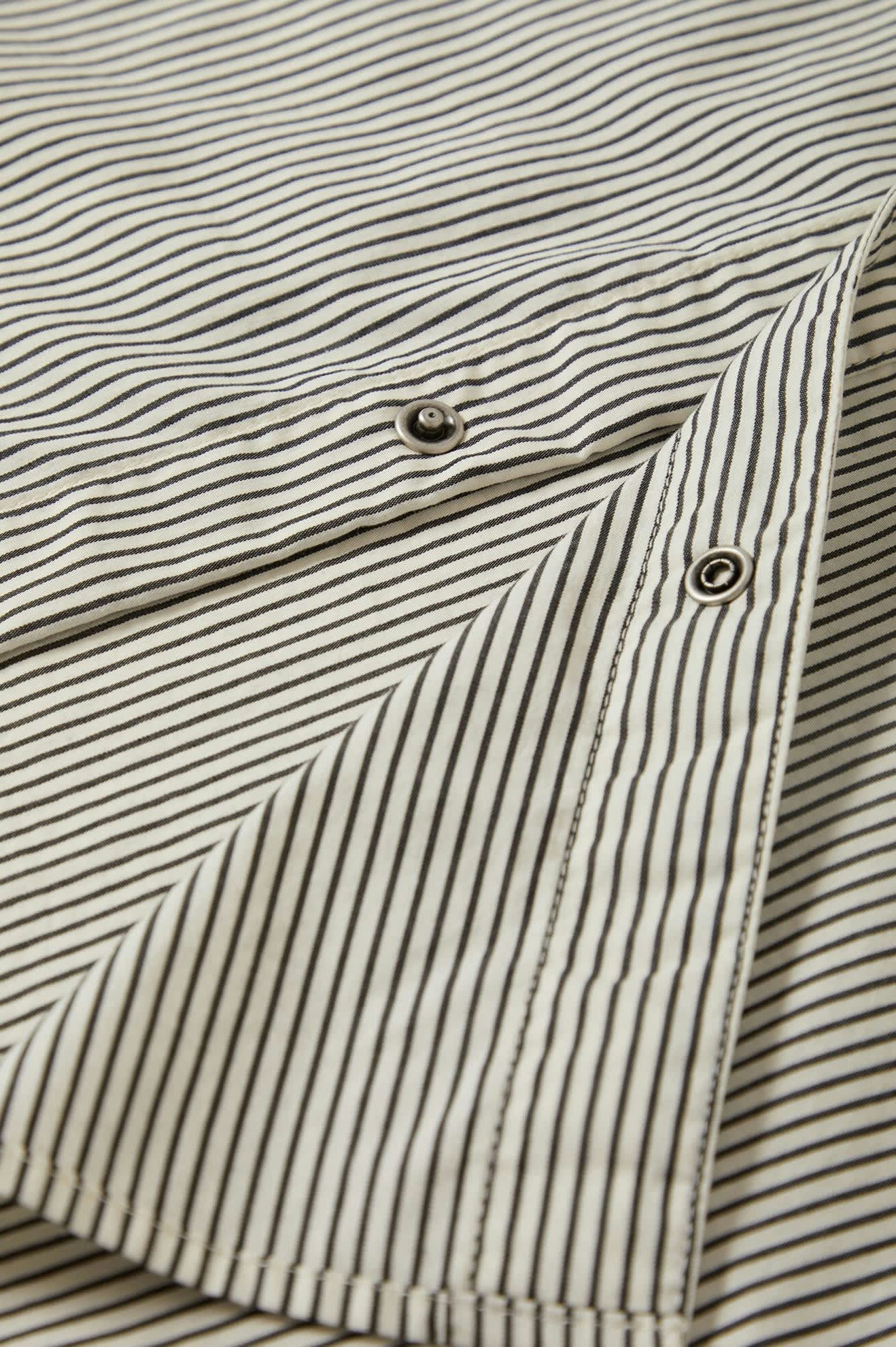 Men's Builders Auto S/S Shirt in the color Black/Off White Stripe - Additional Laydown image