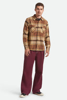 Men's Bowery L/S Flannel in the color Sand/Pinecone/Solar Orange - Men's Front View
