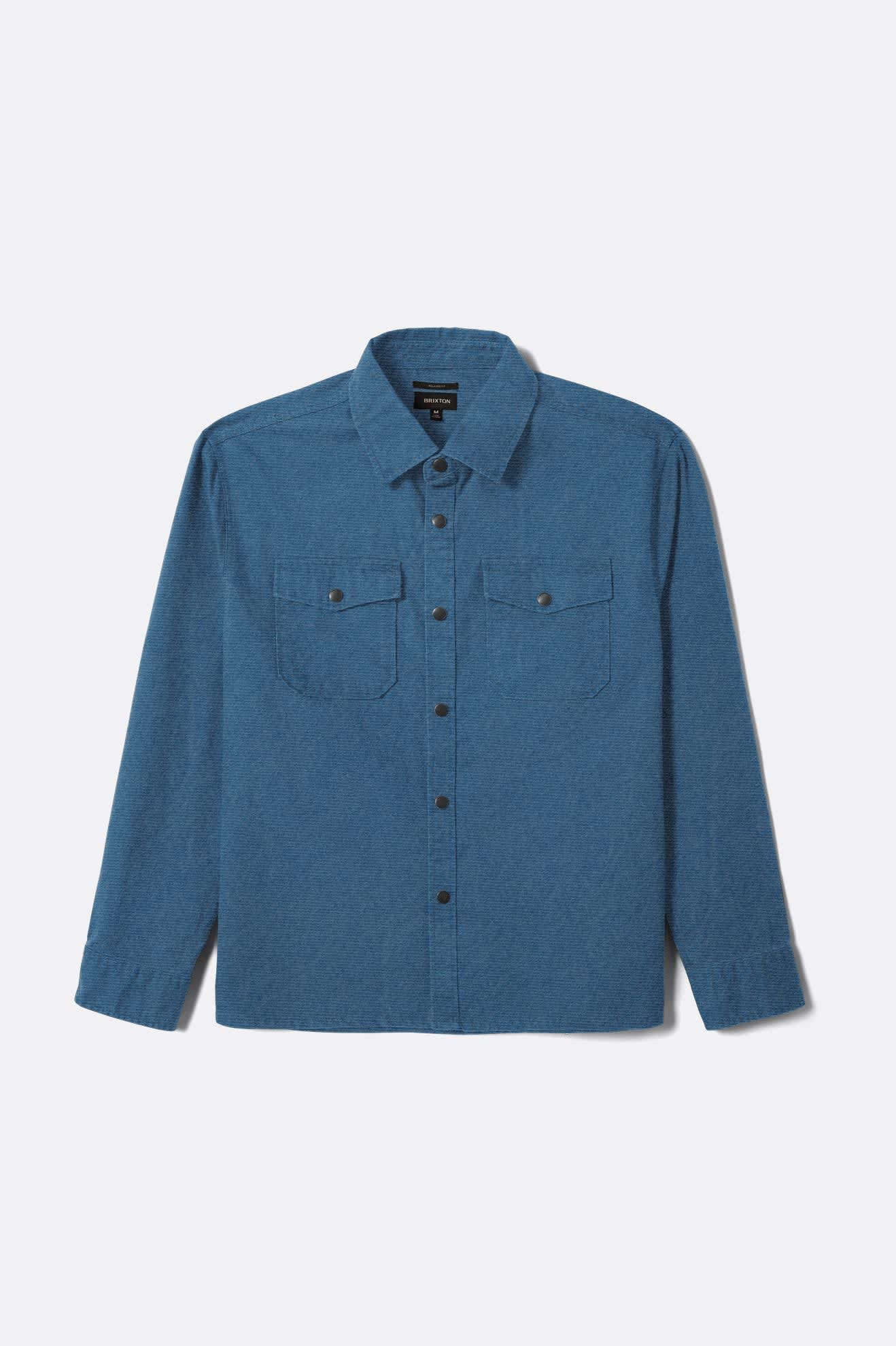 Men's Ash Denim L/S Overshirt in the color Denim - Front Product View