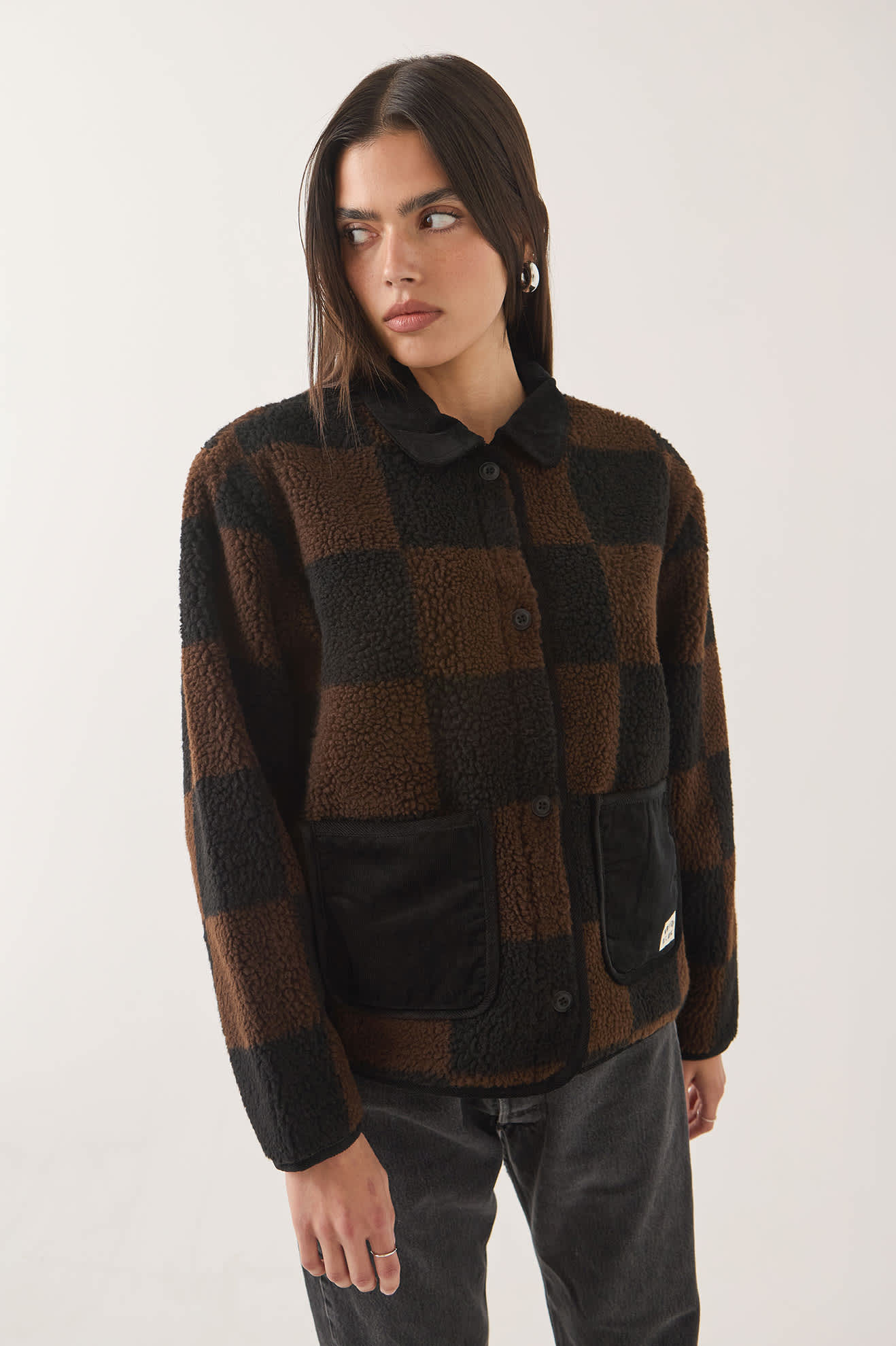 Women's Delilah Quilted Jacket in the color Black/Brown - Additional Fit image
