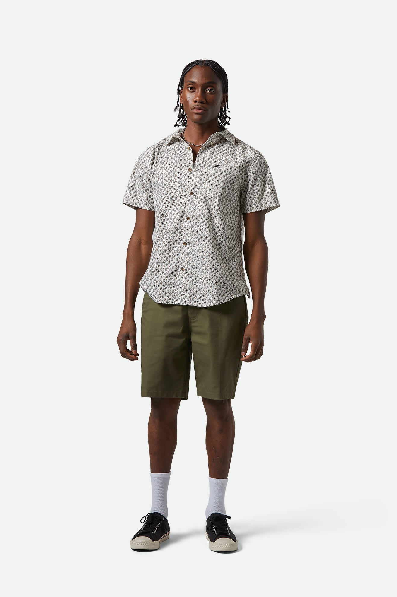 Men's Charter Print S/S Shirt in the color Off White/Paisley - Men's Front View