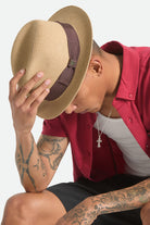 Unisex Roma Straw Packable Fedora in the color Multi Brown/Chocolate - Additional Fit image