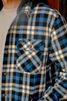 Men's Bowery Quilited Hooded Flannel in the color Navy/Cream - Men's Lifestyle 3.0