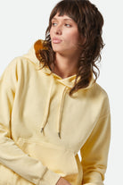 Women's Cross Loop French Terry Hoodie in the color Panna Cotta - Additional Fit View