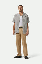 Men's Builders Auto S/S Shirt in the color Black/Off White Stripe - Additional Fit image