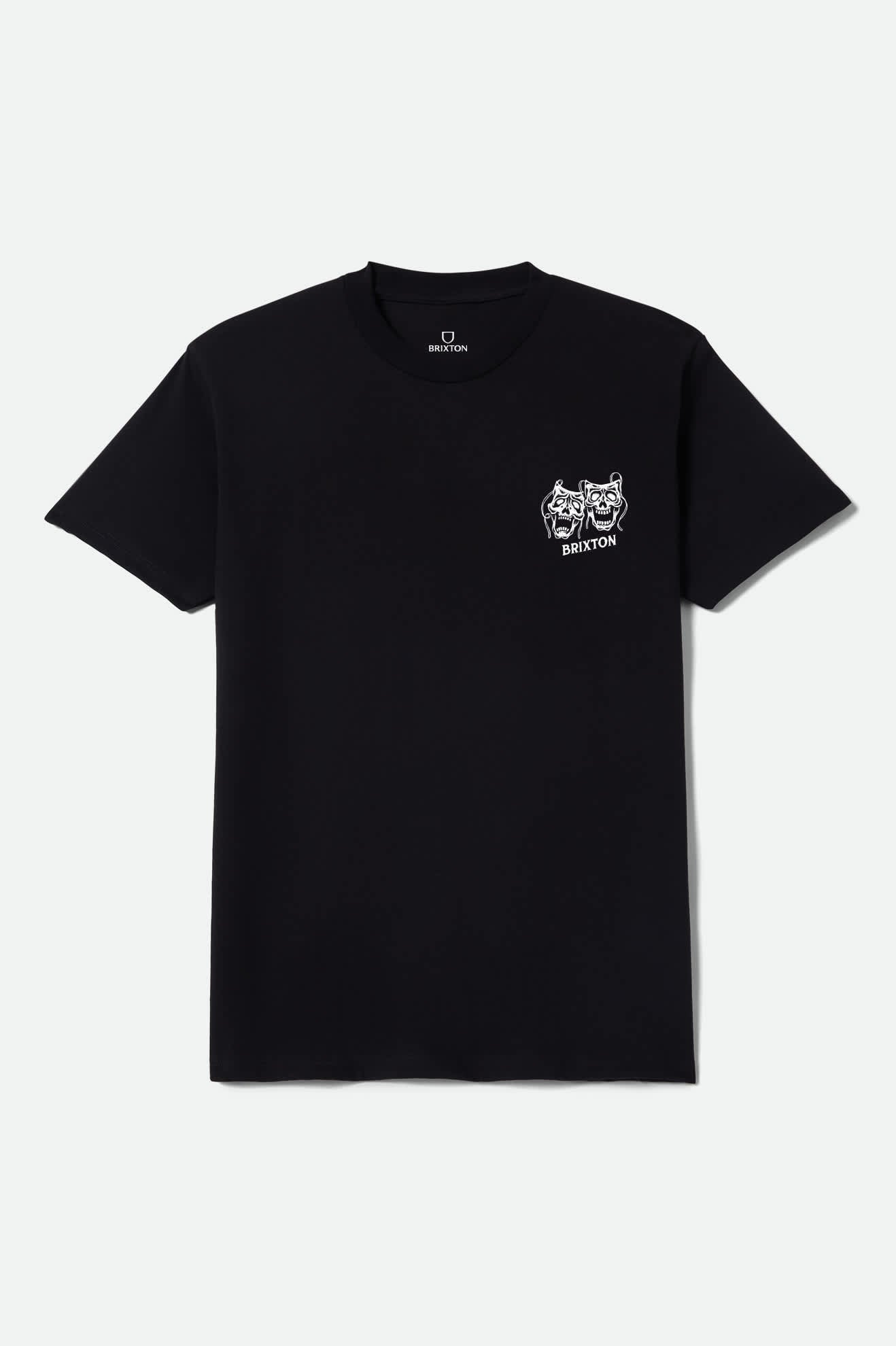 Men's Smile Always Short Sleeve T-Shirt in the color Black Worn Wash - Front Product Laydown Image