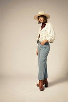 Women's Margo Cropped 5-Pocket Pant in the color Light Denim - Additional Fit image