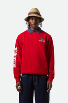 Men's Inwood Crew in the color Crimson - Men's Front View