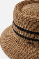 Women's Ellee Straw Bucket Hat in the color Tan/Black - Additional Laydown image