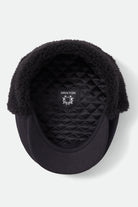 Unisex Barrel Earflap Snap Cap in the color Black/Black - Additional Laydown image