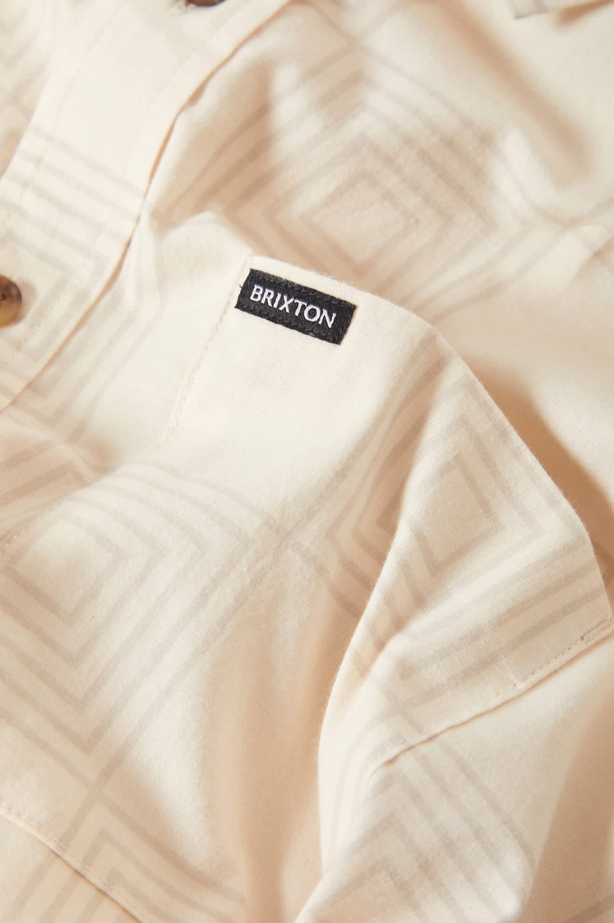 Men's Cru Print Short Sleeve Shirt in the color Whitecap/Geo Checker - Additional Laydown image
