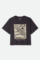 Women's Poolside Boxy Crew T-Shirt in the color Washed Black - Front Product Laydown Image