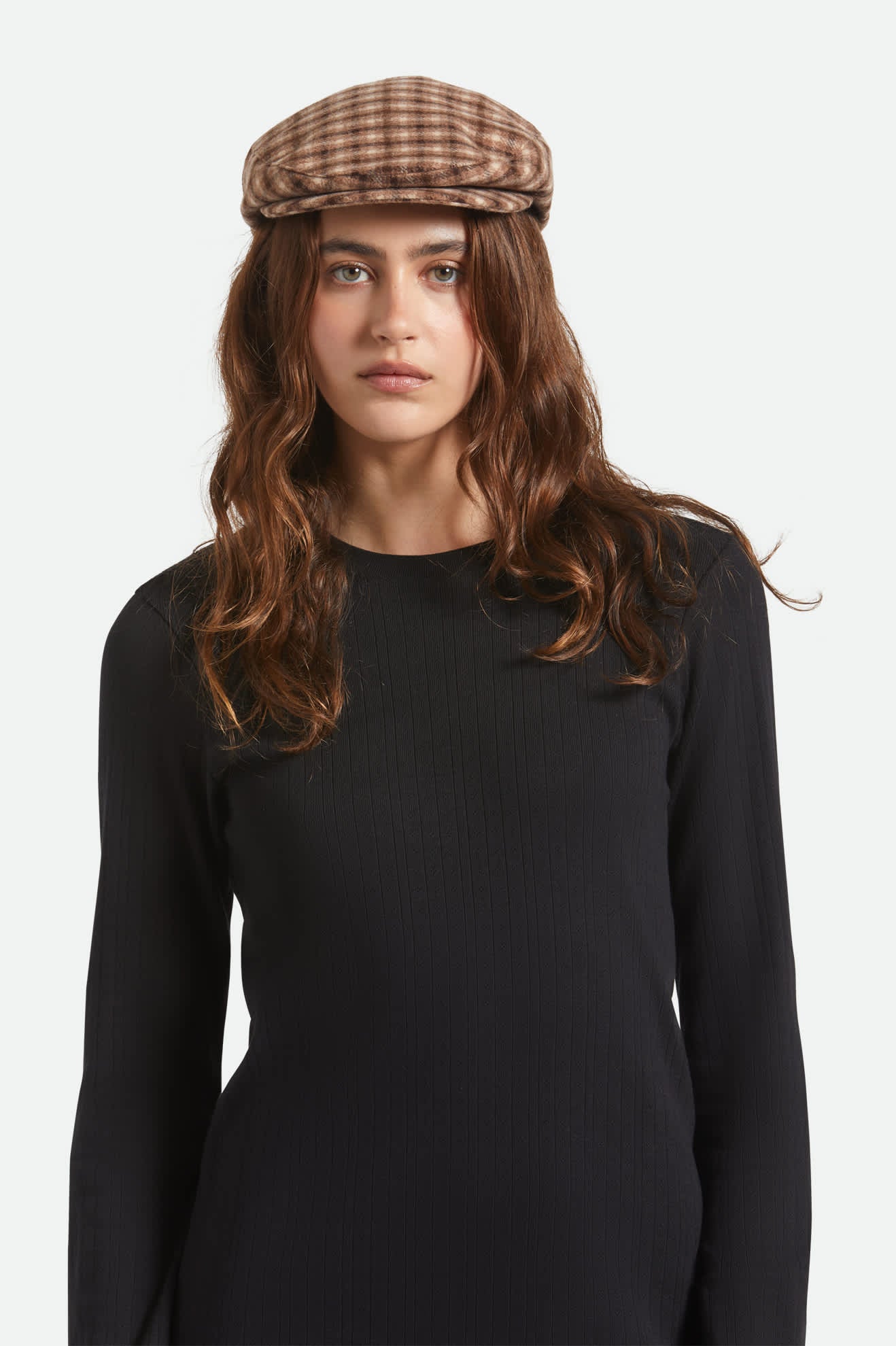 Unisex Hooligan Flat Cap in the color Sand/Brown - Women's Front View