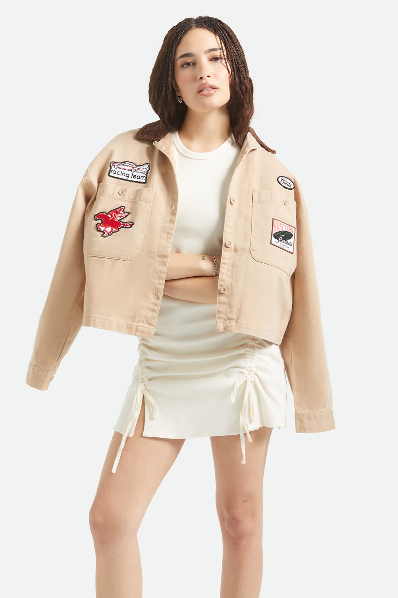 Women's Utopia Patchwork Overshirt in the color Washed Timeless Taupe - Additional Fit image