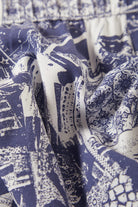 Women's Post Playa E-Waist Short in the color Navy/White Collage - Additional Laydown image