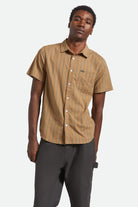 Men's Charter Stripe S/S Shirt in the color Rustic Caramel/Night Sage - Men's Front View