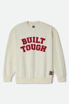 Women's Ford Built Tough Crew Fleece in the color Wimbledon White - Front Product Laydown Image