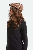 Unisex Hooligan Flat Cap in the color Sand/Brown - Women's Side View