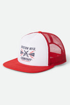 Unisex Danton Netplus Trucker Hat in the color Adrenaline Rush/Adrenaline Rush - Front Product Laydown Image