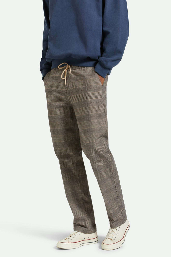 Men's Fit, front | Broadway Houndstooth E-waist Relaxed Pant - Brown/Cream Houndstooth