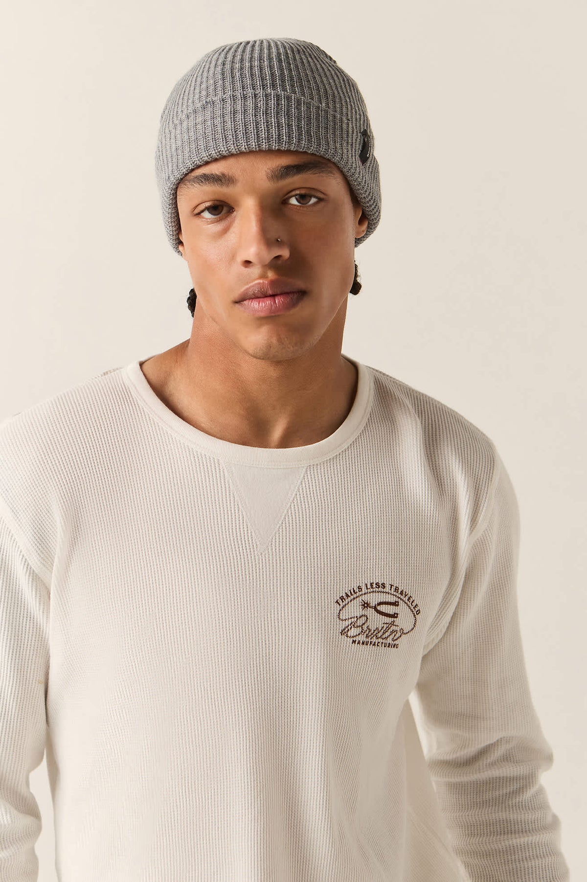 Men's Trails Waffle Knit Top in the color Off White - Additional Fit image