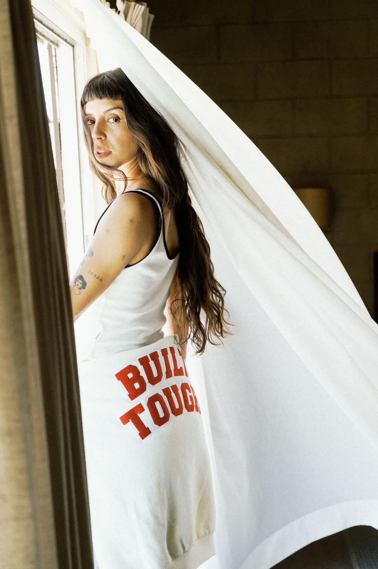 Women's Ford Built Tough Crew Fleece in the color Wimbledon White - Women's Lifestyle 2.0