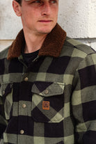 Men's Durham Sherpa Lined Jacket in the color Black/Wild Green Flannel - Men's Lifestyle 3.0