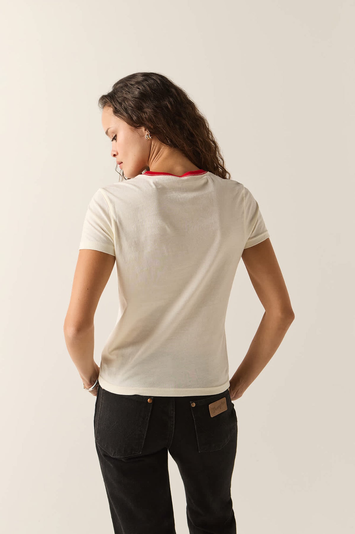 Women's Sunday Vibes Slim Crew T-Shirt in the color Off White - Women's Back View