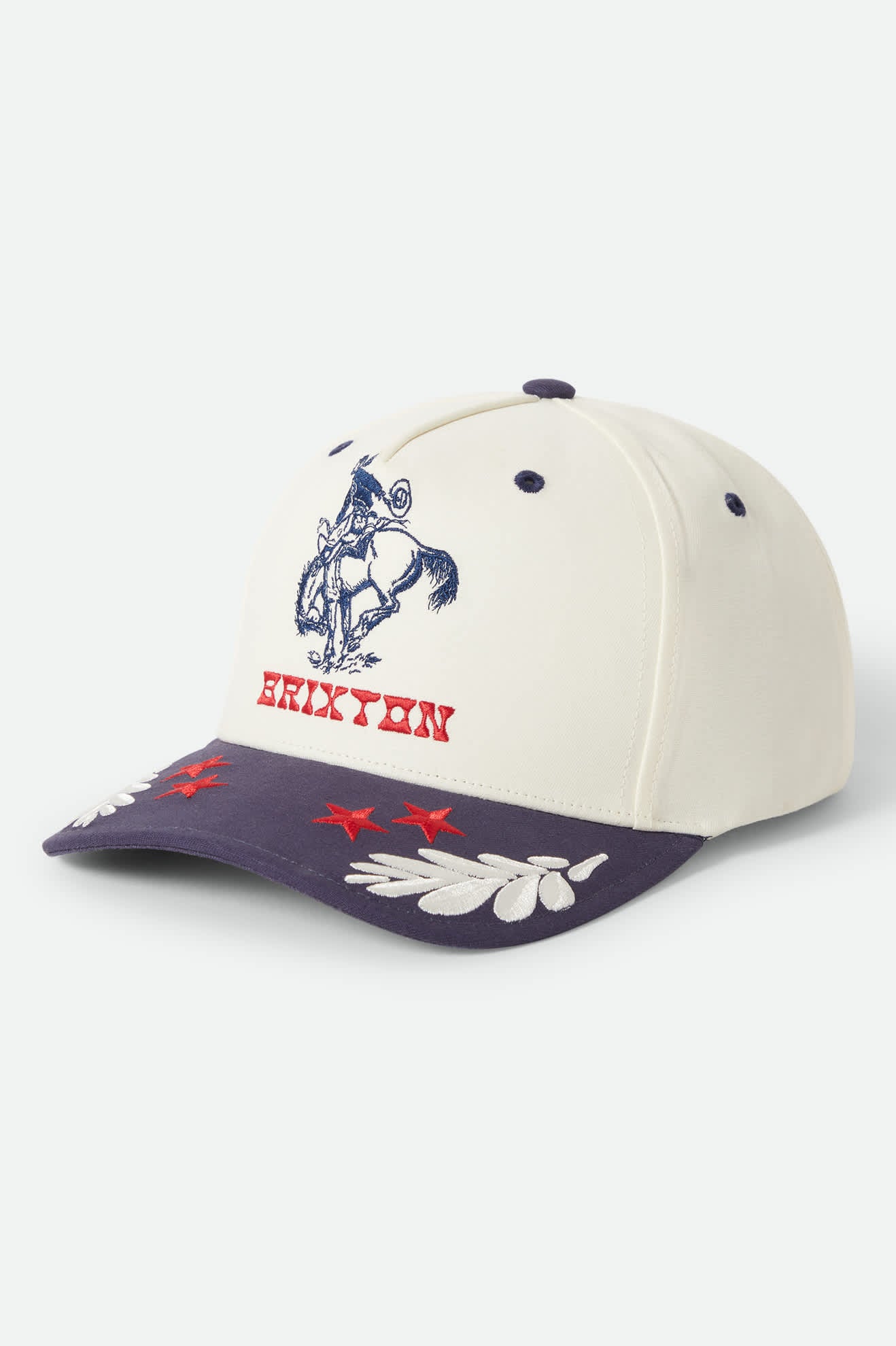 Women's Rodeo Netplus Snapback in the color Off White/Navy - Front Product Laydown Image