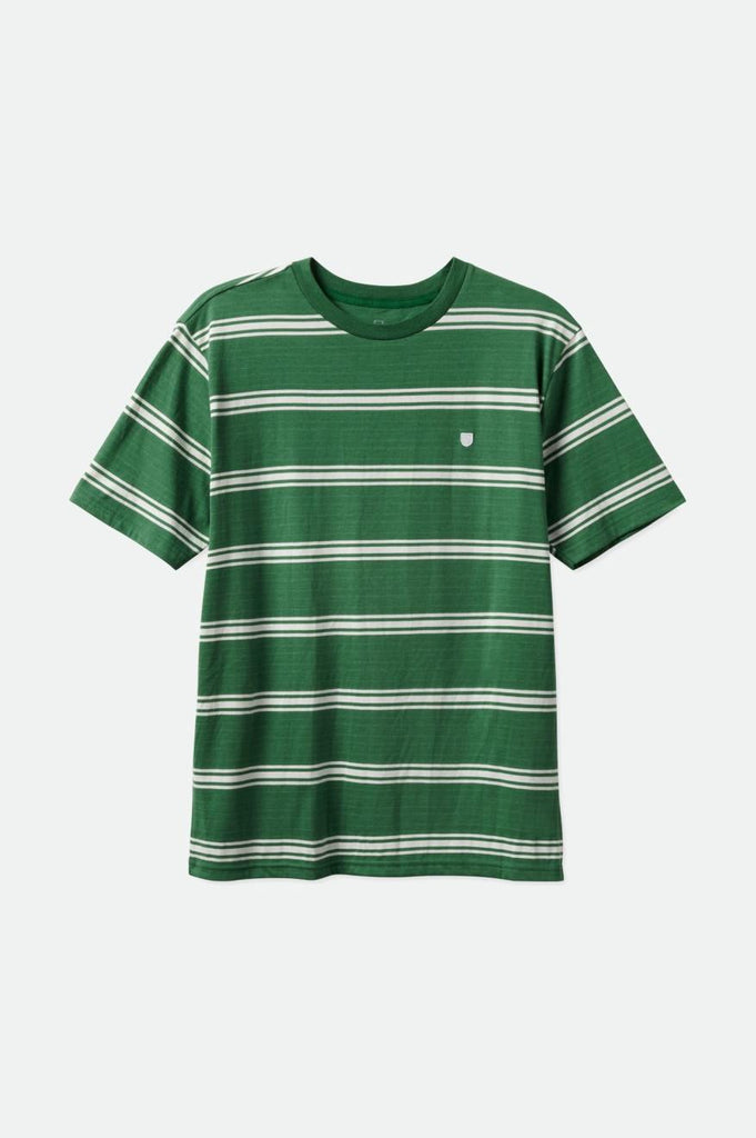 Brixton Hilt Shield S/S Knit - Kelly Green/Off White