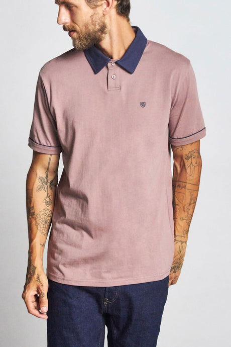 Carlos S/S Polo Knit - Mauve/Washed Navy