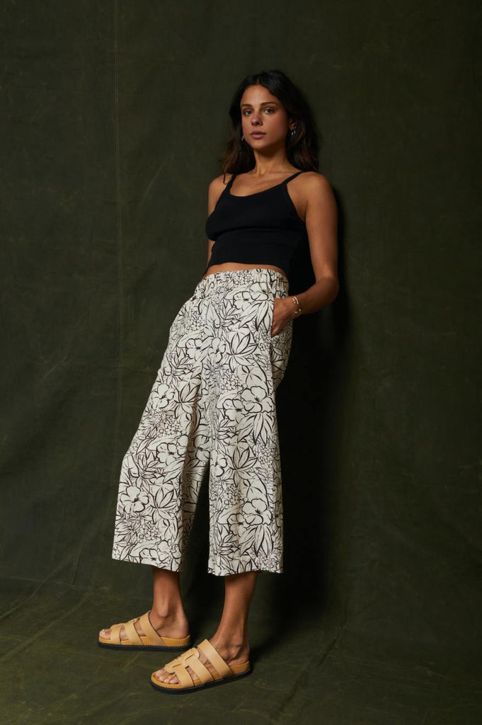 Brixton Indo Linen Wide Leg Pant - Whitecap