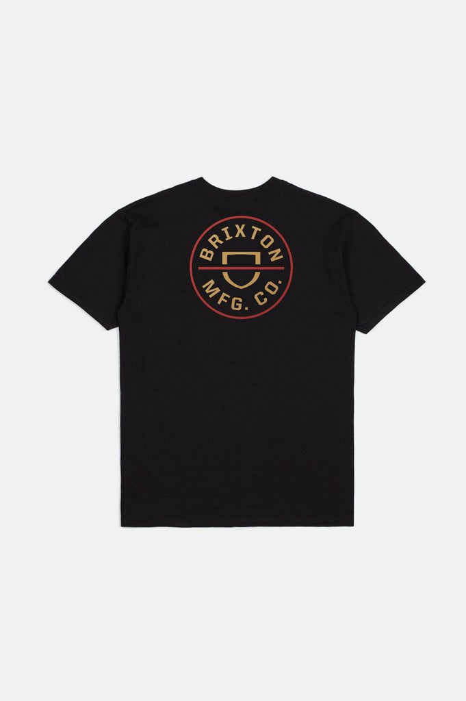 Brixton Crest II S/S Standard Tee - Black/Mars Red/Bright Gold