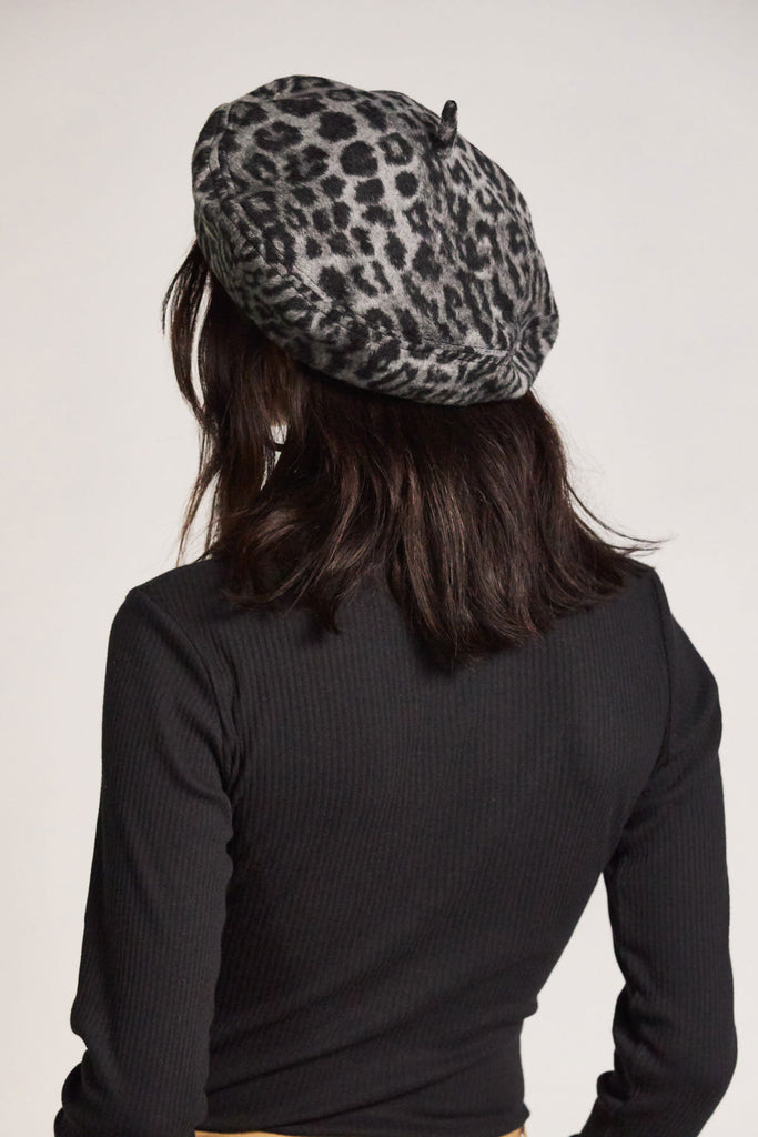 Brixton Audrey Beret - Aluminum/Black Leopard