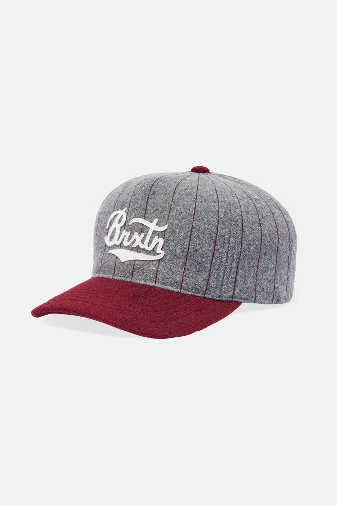 Brixton Burt MP Cap - Light Heather Grey/Burgundy