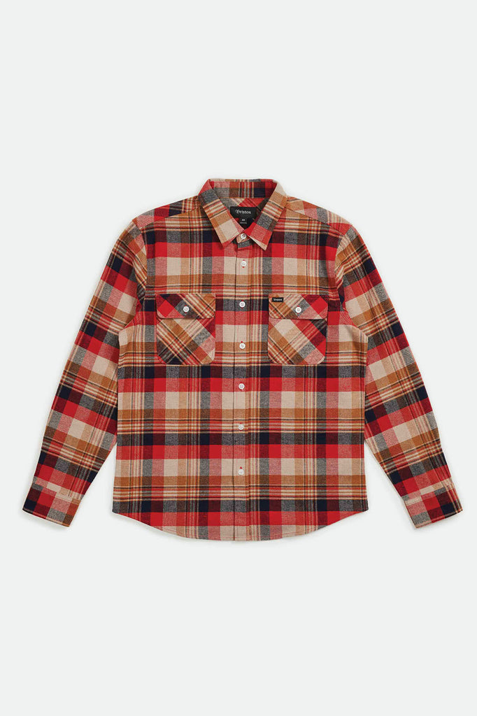 Brixton Bowery L/S Flannel - Red/Copper