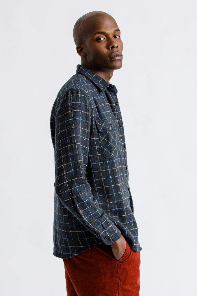 Brixton Bowery L/S Flannel - Washed Black/Blue